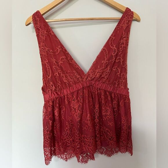 Free People Chante Lace Tank Frenchie Kiss Tie Front Blouse Top Trapeze - Picture 7 of 8